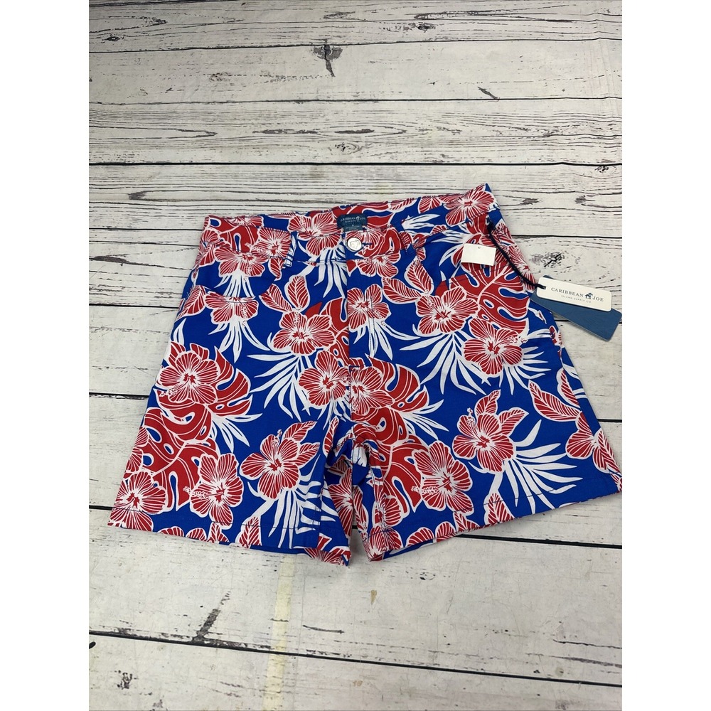 Caribbean Joe Shorts Berry Blue Floral Shorts Womens Size 8 5 inch inseam